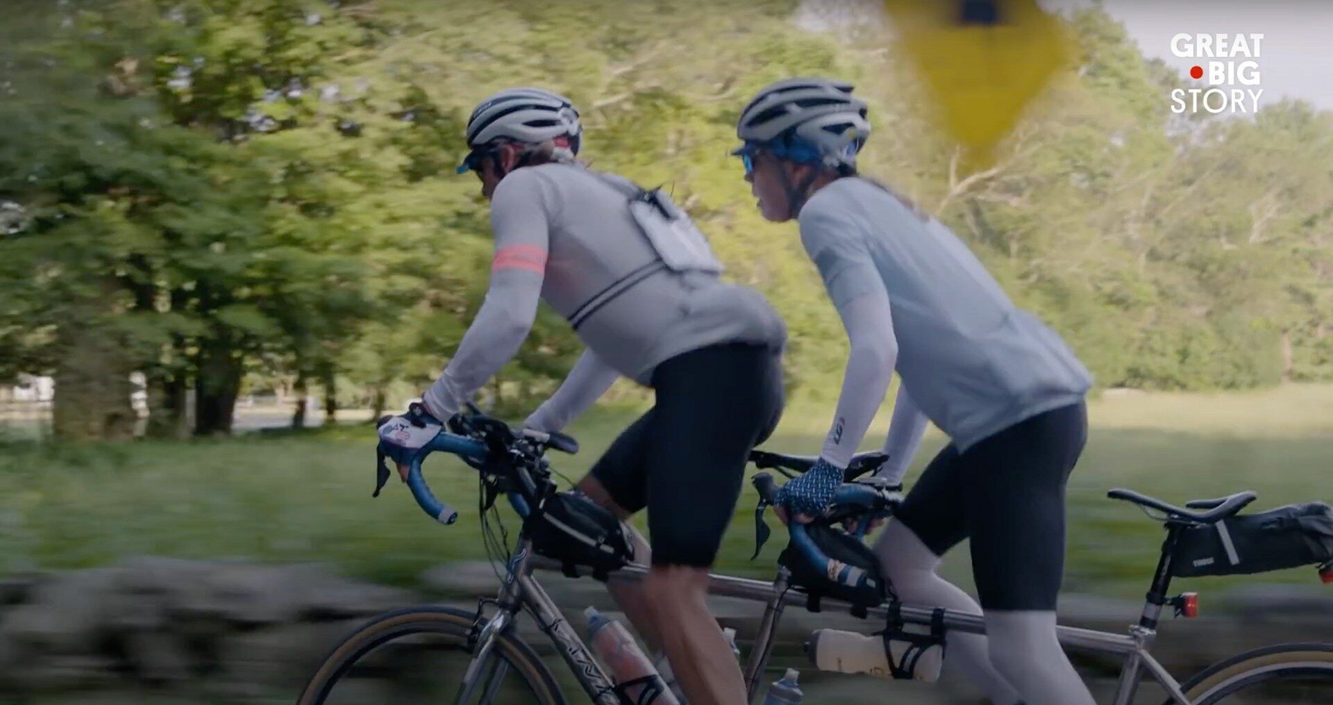Ann and John Jurczynski riding their tandem, Loving in Tandem for Great Big Story