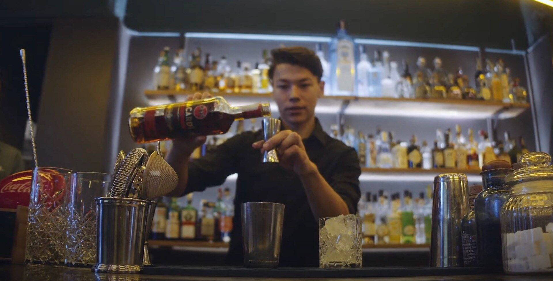 A young bartender pouring, Shake Your Future for Bacardi